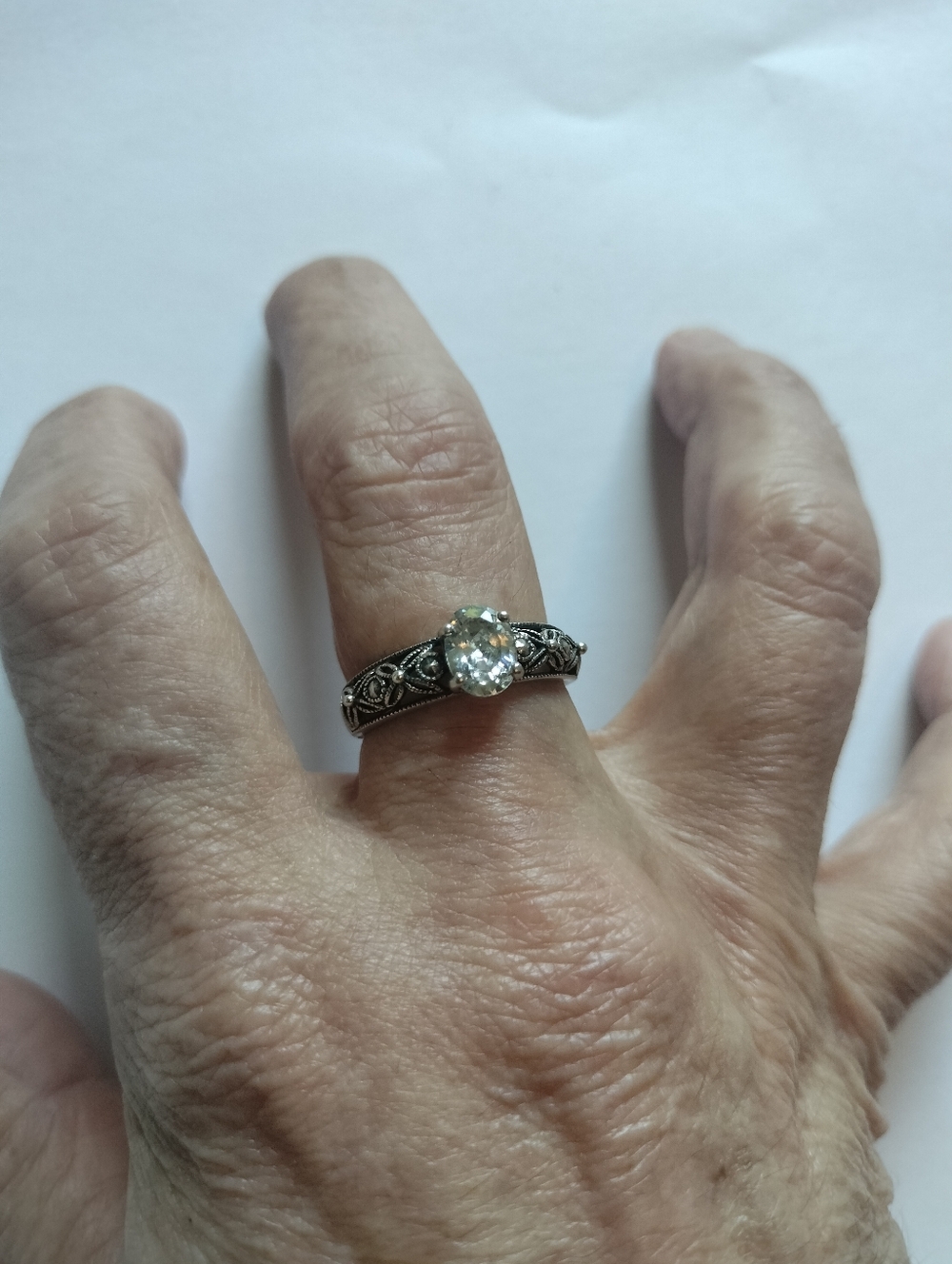 Vintage Sterling Silver And Clear Stone RJ Graziano Ring